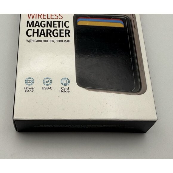 Wireless magnetic charger with card holder - 5000 MAH New Unused In Package - Picture 3 of 5